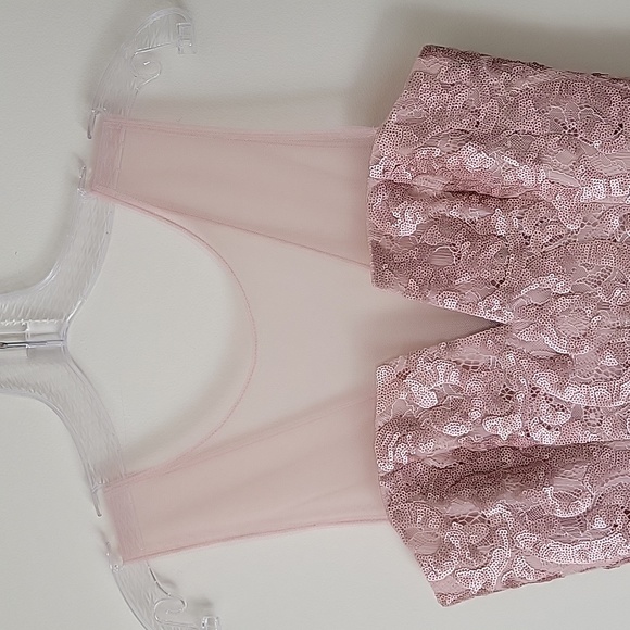 BCBGMaxAzria Women's Abigail Dusty Pink Lace Sequin Mini Dress- Size 2 - Picture 3 of 17